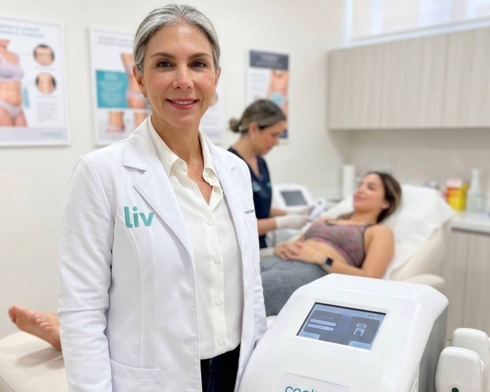 Foto de la doctora Sol Quintero durante una atención de medicina estética en Medellín